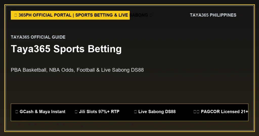 Official Taya365 Philippines taya365 bet banner guide displaying real-time gaming interface, GCash cash-out, and 24/7 access on smartphone