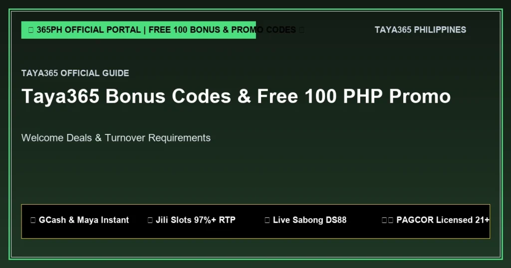 Official Taya365 Philippines taya365 bonus code banner guide displaying real-time gaming interface, GCash cash-out, and 24/7 access on smartphone