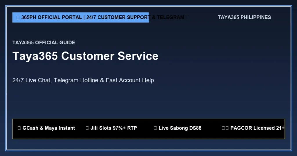 Official Taya365 Philippines taya365 customer service chat banner guide displaying real-time gaming interface, GCash cash-out, and 24/7 access on smartphone